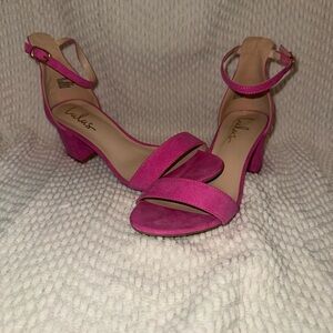 Lulu's Pink Block Heels with Ankle Strap
